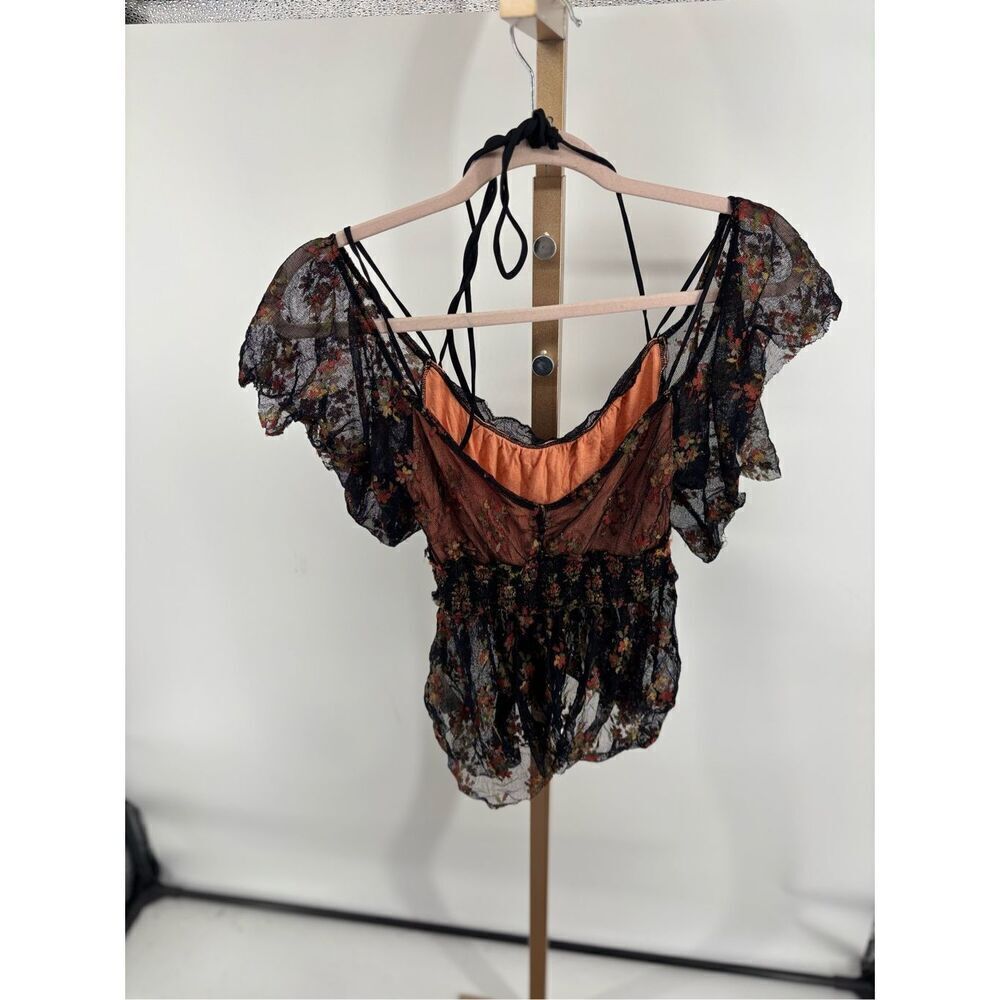 Free People Dottie Lace Flutter Sleeve Off Shoulder Top XS - Picture 9 of 12